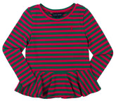 Ralph Lauren Girl's Stretch Striped Peplum Tee Shirt P XLarge(16)